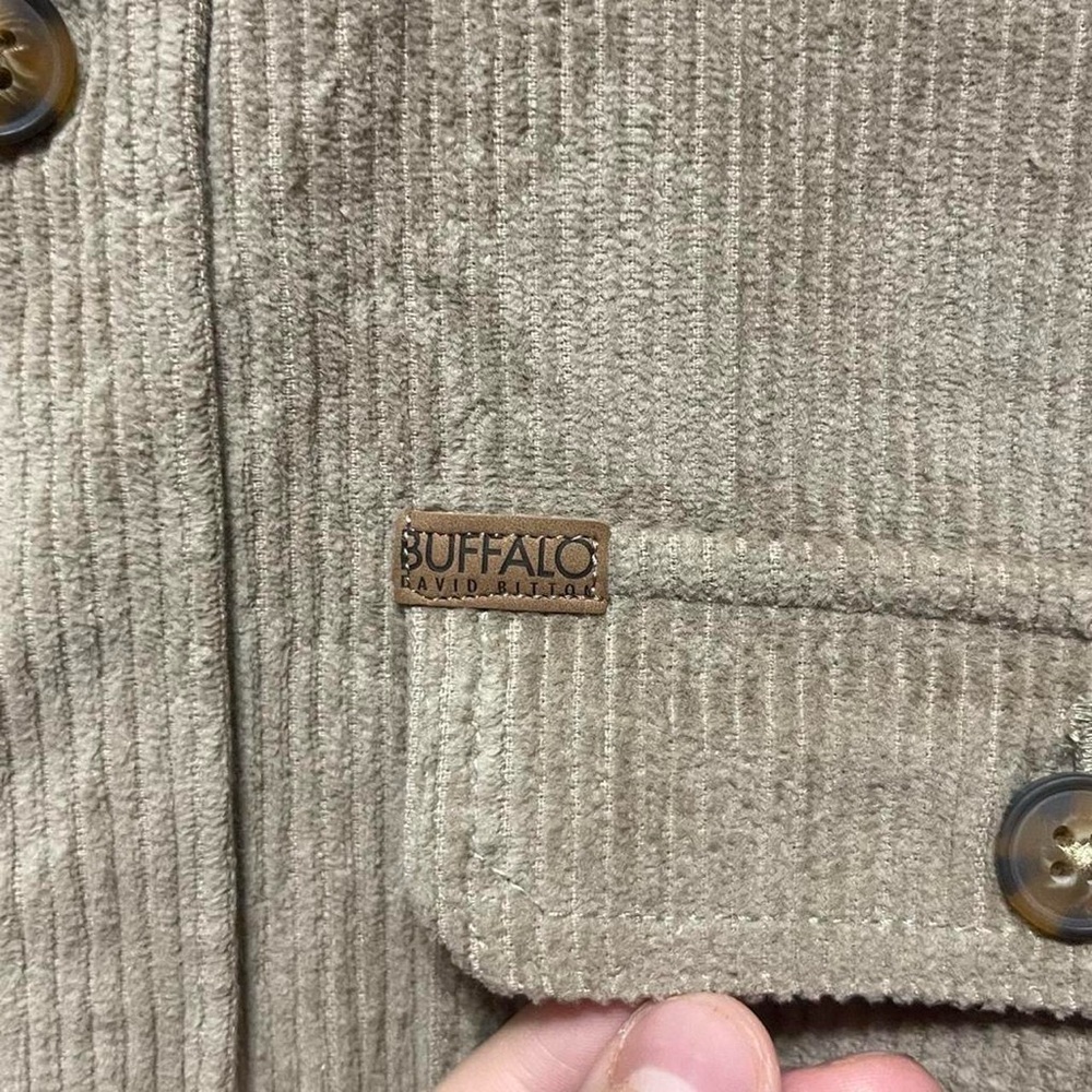 thick Brown Corduroy Buffalo David button up Flannel Vertical texture Jacket top - Picture 4 of 6
